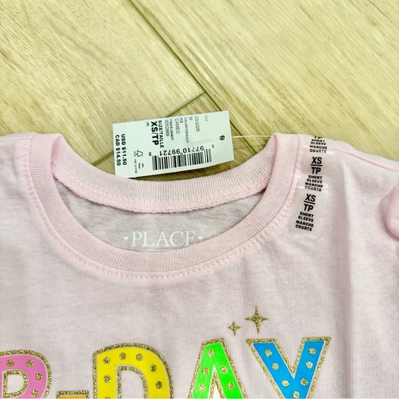 Pink B-Day Girl T-Shirt with Colorful Cupcake NWT - Picture 2 of 3